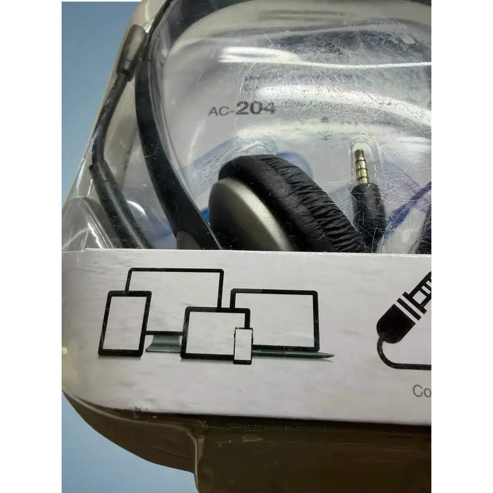 Cyber Acoustics AC-204 Universal Stereo Headset Noise Canceling Mic Sealed New